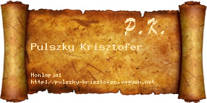 Pulszky Krisztofer névjegykártya